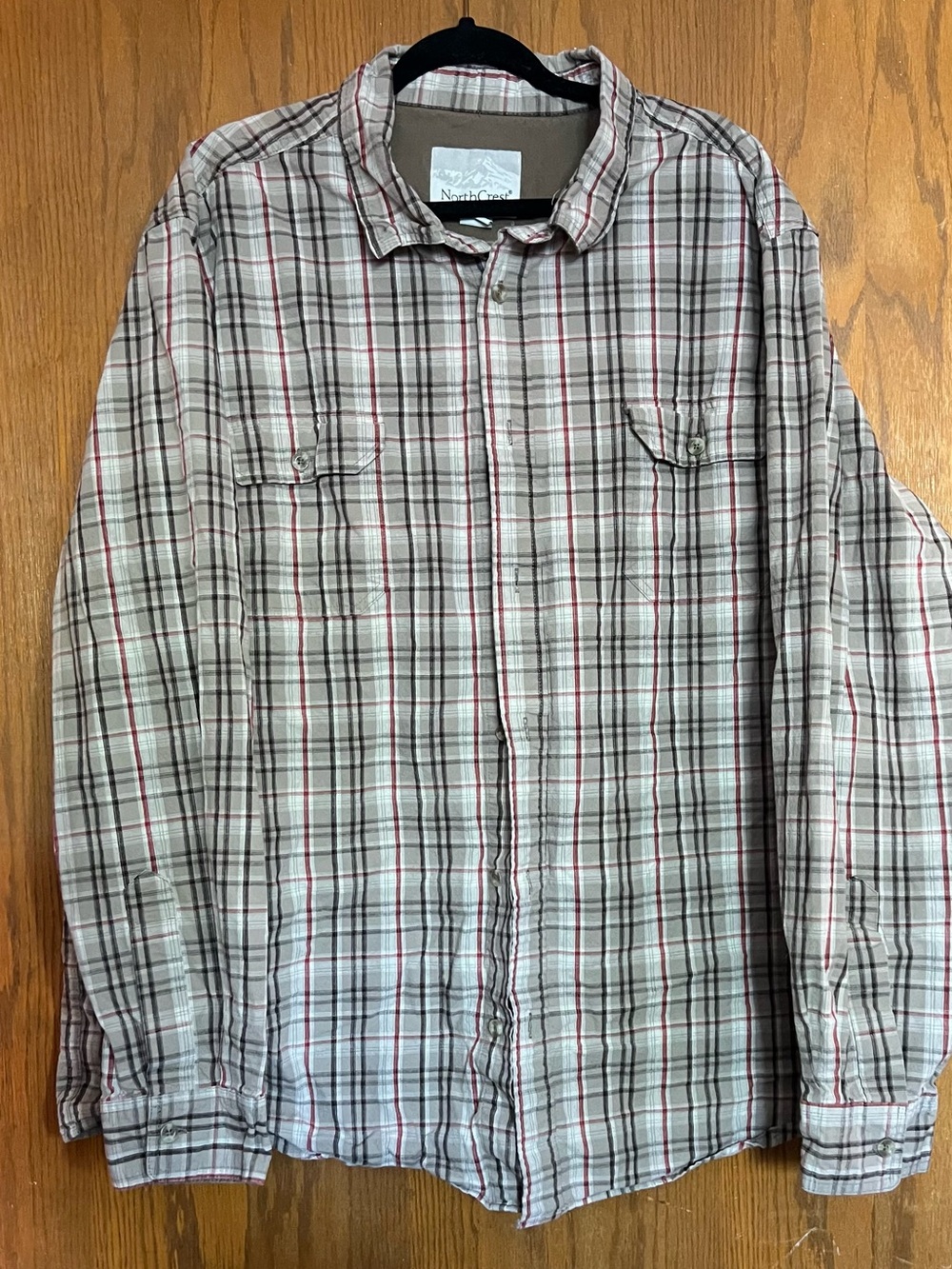 NorthCrest Plaid Cotton Button-Down Shirt in Brown and Red